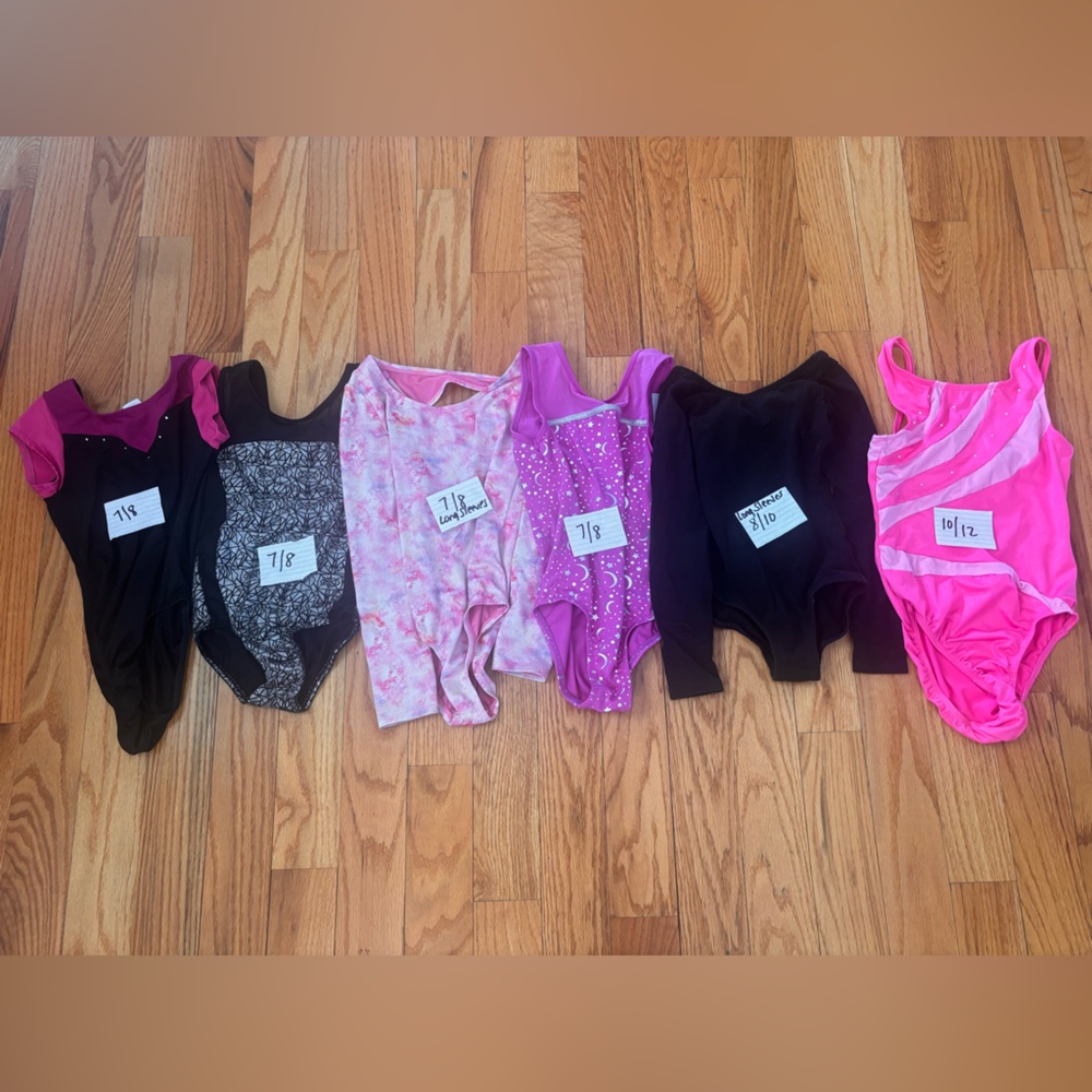 Gymnastics dance leotard girl size 7/8 qty 4, 8/10 qty 1, 10/12 qty 1. Lot of 6.
